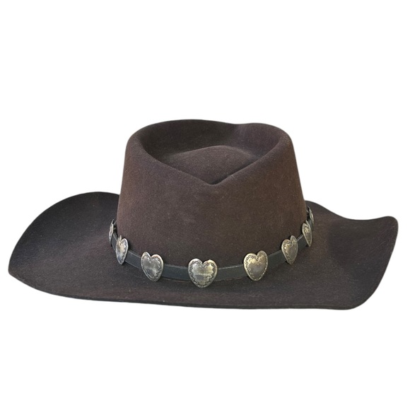 Akubra Brown Fur Felt Silver Heart Band Outback Snowy River Cattleman Hat 56 cm - Picture 2 of 16